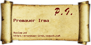 Premauer Irma névjegykártya